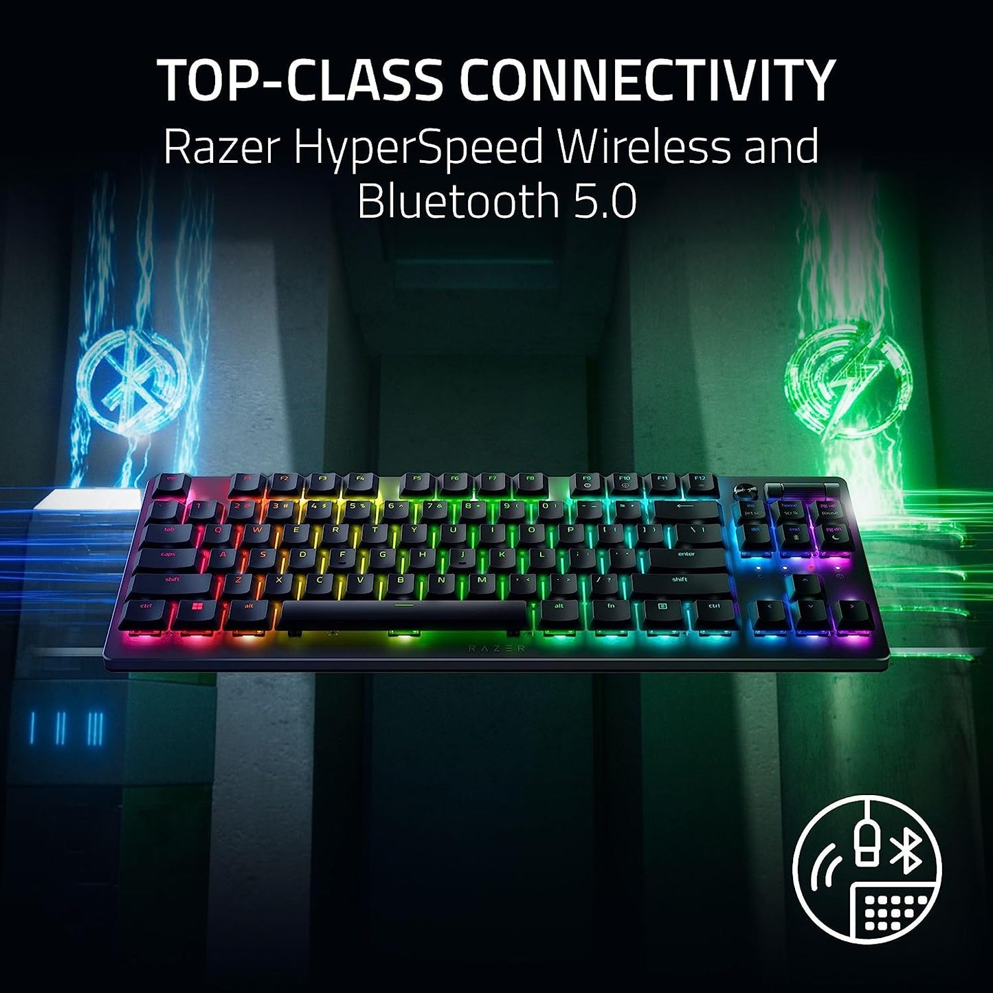 Deathstalker V2 Pro TKL Wireless Gaming Keyboard: Low Profile Optical Switches Linear Red - Hyperspeed Wireless & Bluetooth - Chroma RGB - up to 200 Hr Battery Snap Tap
