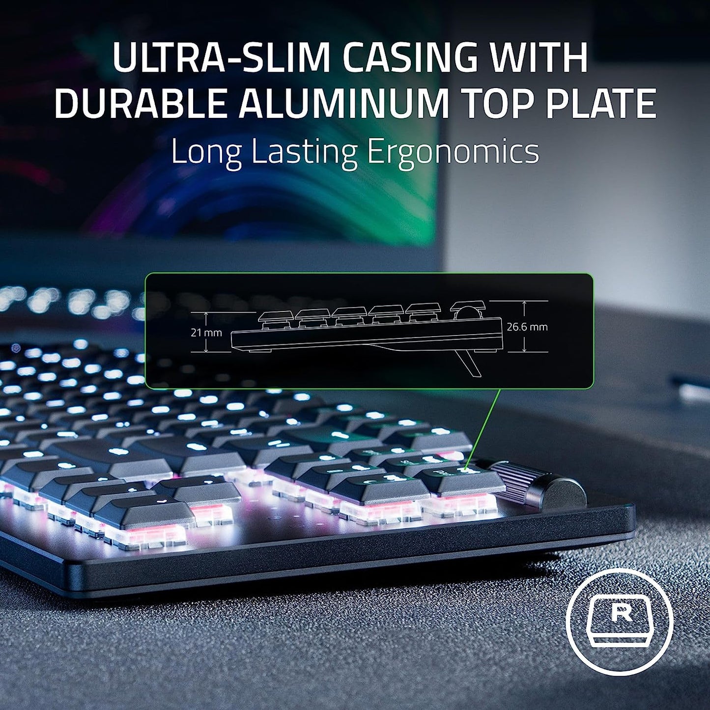 Deathstalker V2 Pro TKL Wireless Gaming Keyboard: Low Profile Optical Switches Linear Red - Hyperspeed Wireless & Bluetooth - Chroma RGB - up to 200 Hr Battery Snap Tap