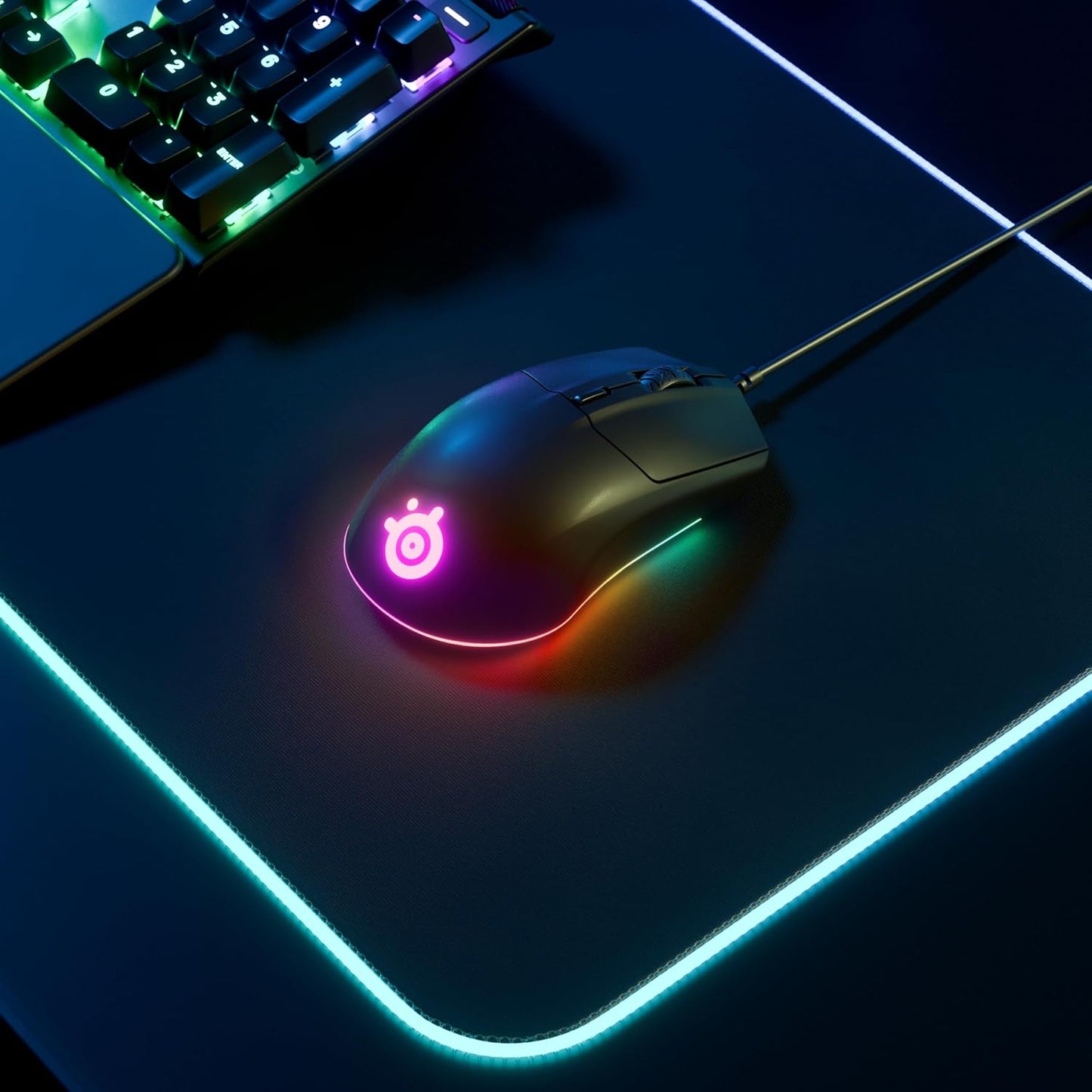 Rival 3 Gaming Mouse - 8,500 CPI Truemove Core Optical Sensor - 6 Programmable Buttons - Split Trigger Buttons - Brilliant Prism RGB Lighting, Ergonomic, Black