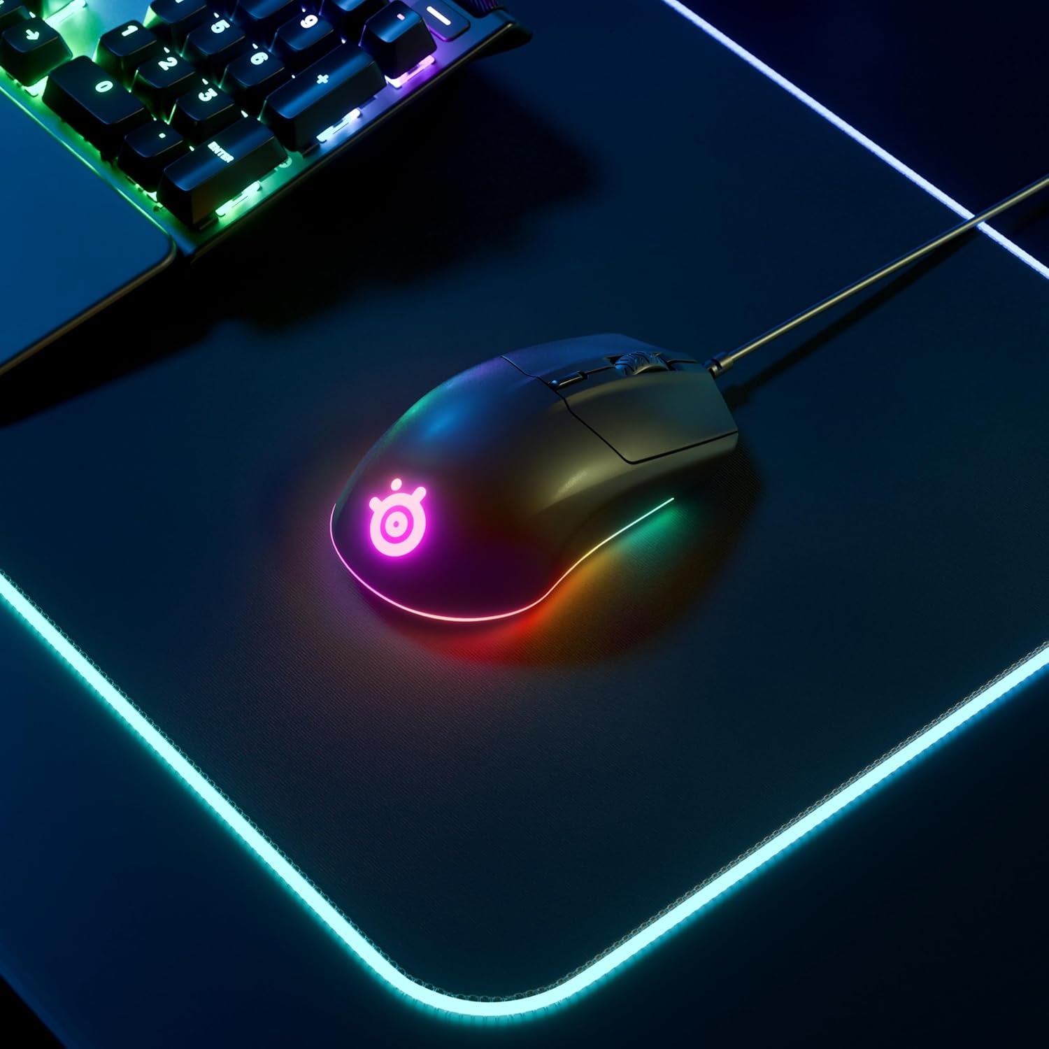 Rival 3 Gaming Mouse - 8,500 CPI Truemove Core Optical Sensor - 6 Programmable Buttons - Split Trigger Buttons - Brilliant Prism RGB Lighting, Ergonomic, Black