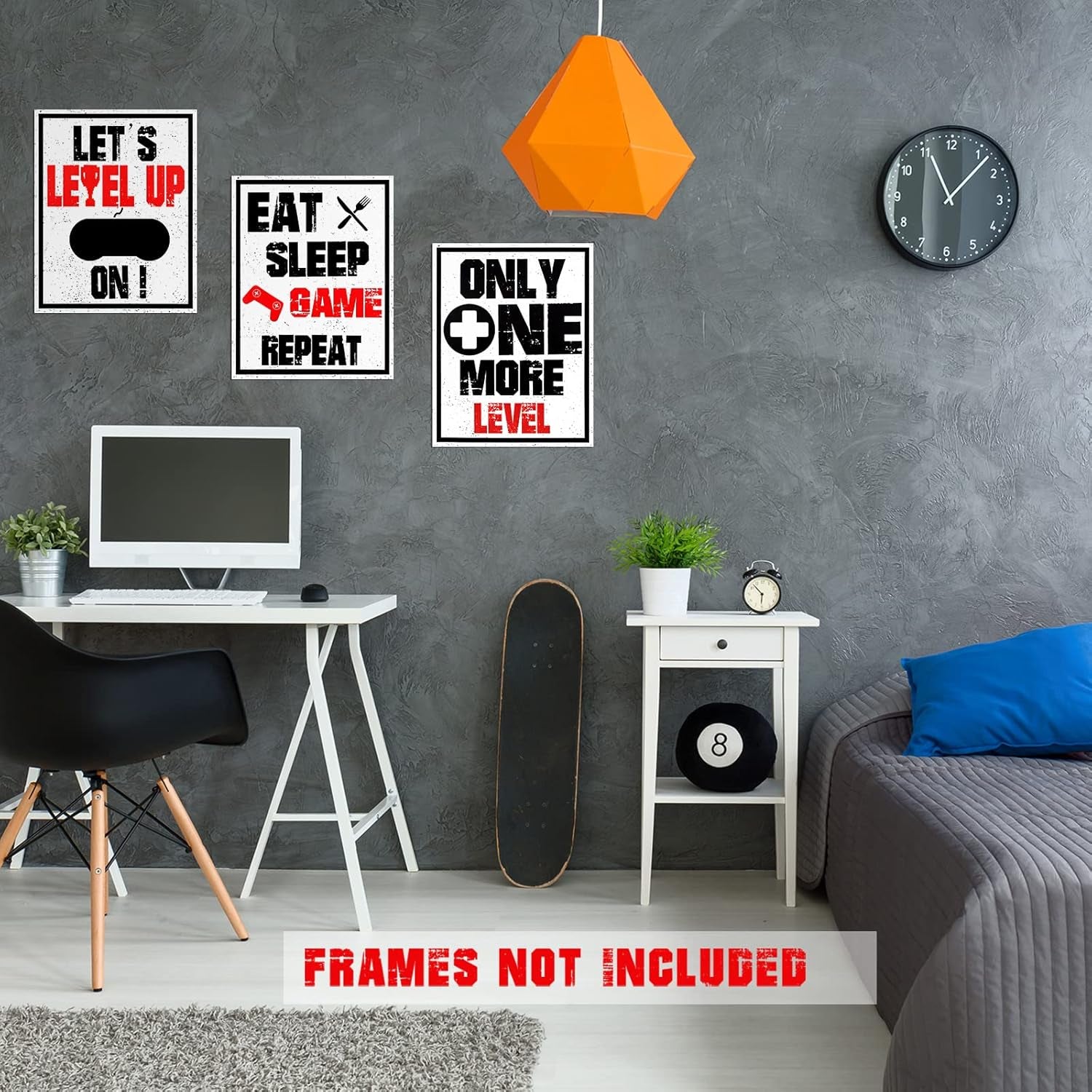 10 Pieces Funny Gaming Art Print Poster Inspirational Words Quote Poster Bedroom Wall Gaming Art Picture for Kids Boy Bedroom Playroom Home Decoration, No Frames (Red and Black, 8 X 10 Inch)
