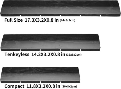Wooden Wrist Rest with Black Coating, 17.3-Inch Length and 20Mm Thickness for Full-Sized Keyboard, Ergonomic Design Palm Rest for Mechanical Keyboard, Stain Resistant (Large, Black Coating)