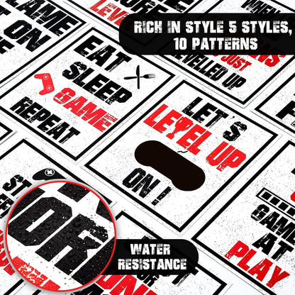 10 Pieces Funny Gaming Art Print Poster Inspirational Words Quote Poster Bedroom Wall Gaming Art Picture for Kids Boy Bedroom Playroom Home Decoration, No Frames (Red and Black, 8 X 10 Inch)