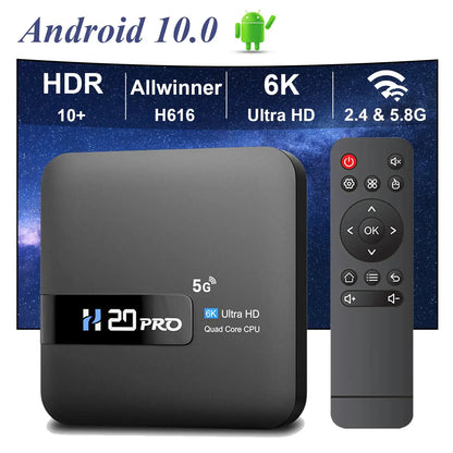 H20PRO Smart TV Box Wifi6 Android 10 6K 4K Media Player