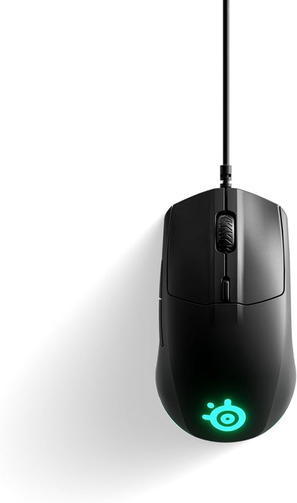 Rival 3 Gaming Mouse - 8,500 CPI Truemove Core Optical Sensor - 6 Programmable Buttons - Split Trigger Buttons - Brilliant Prism RGB Lighting, Ergonomic, Black