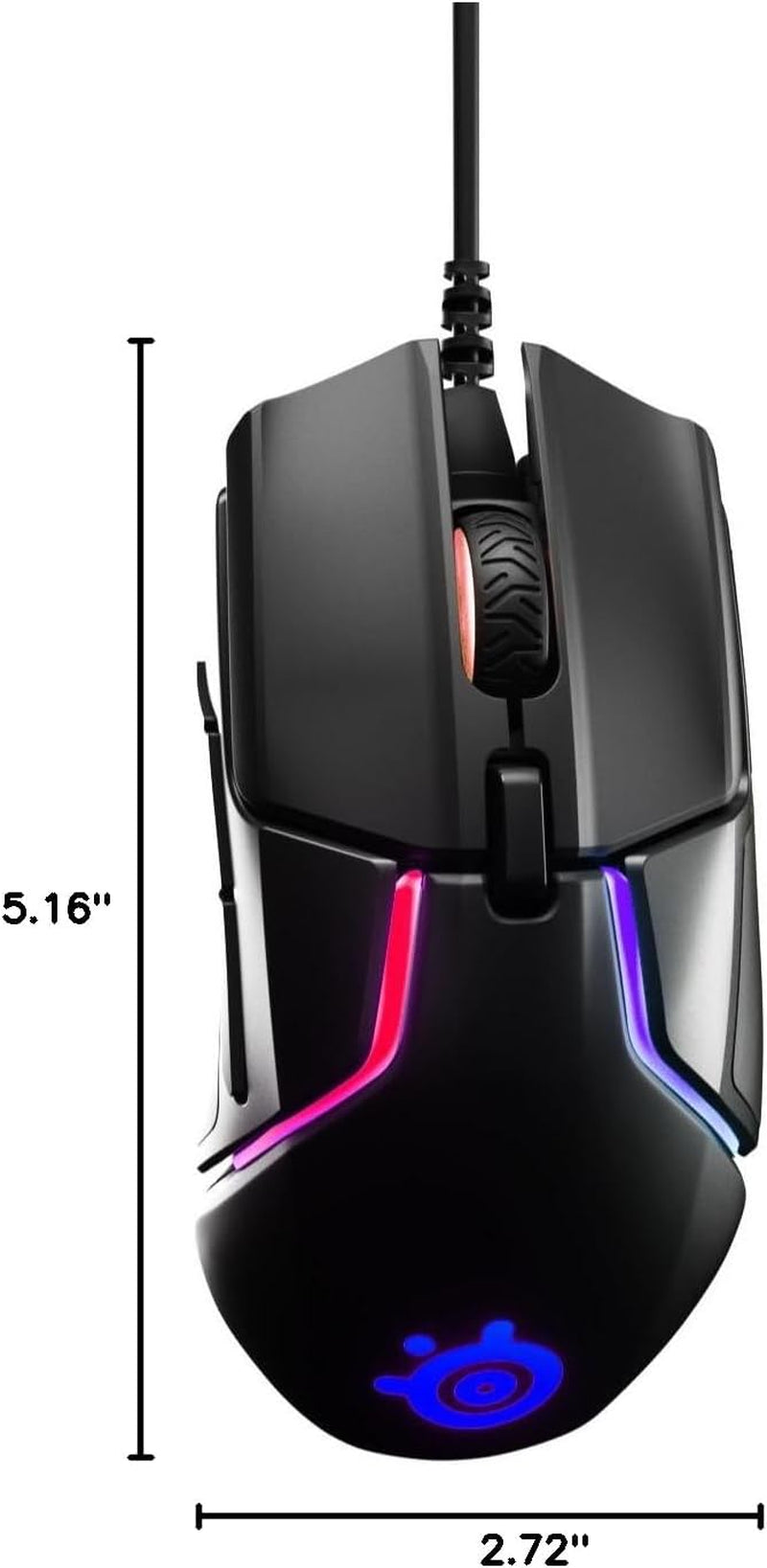 Rival 600 Gaming Mouse - 12,000 CPI Truemove3Plus Dual Optical Sensor - 0.5 Lift-Off Distance - Weight System - RGB Lighting,Black