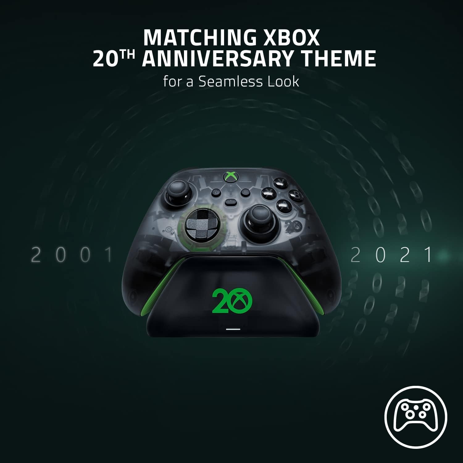 Universal Quick Charging Stand for Xbox Series X|S: Magnetic Secure Charging - Perfectly Matches 20Th Anniversary Xbox Wireless Controller - USB Powered (Controller Sold Separately)